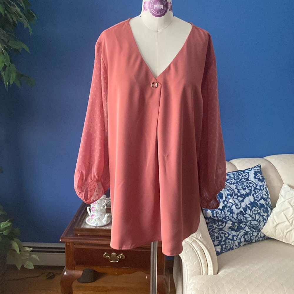 Mauve Chiffon Shirt with sheer sleeves
